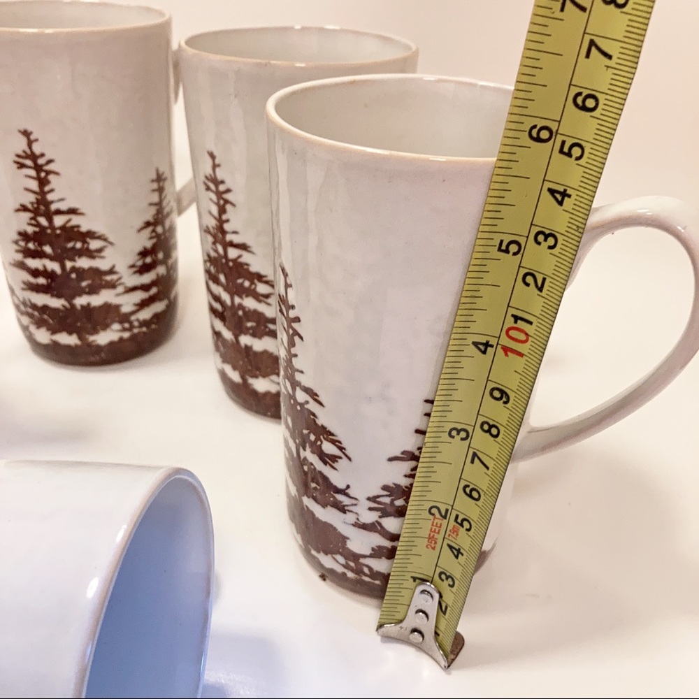6 Handmade Rustic Pottery Pine Tree Forest Mugs - Picture 8 of 9